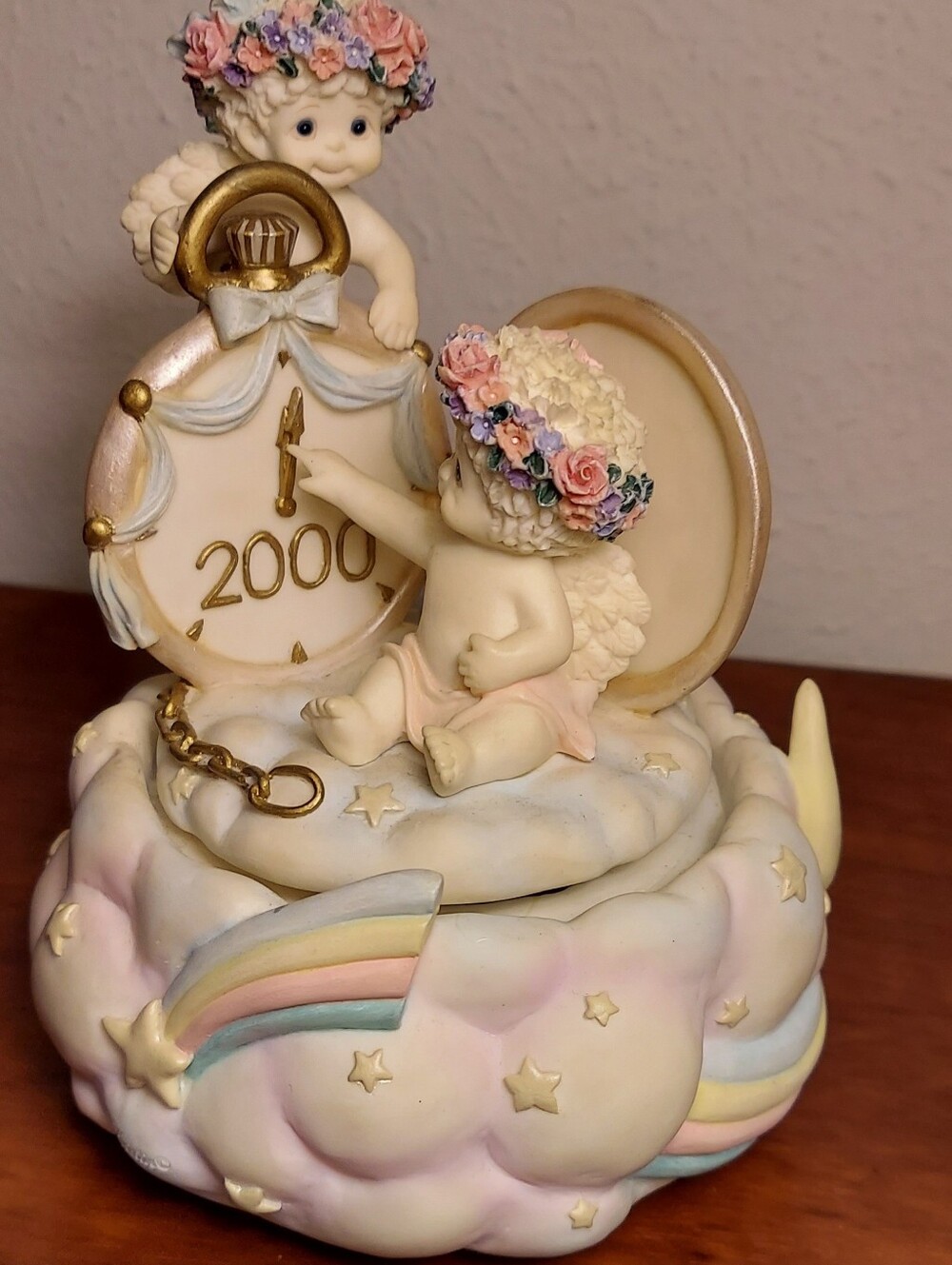Kitschy Cherub VTG Cast Art Dreamsicles 1999 Music Box Playing A Whole New World